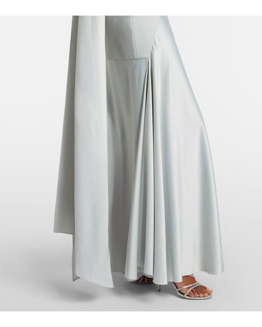 Solace London White Cece Halterneck Crepe And Satin Gown