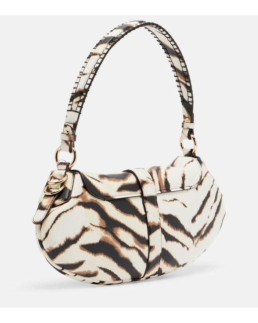 Ganni Metallic B-Kat Small Zebra-Print Shoulder Bag
