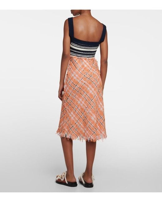 Marni Orange Patterned Cotton-Blend Midi Dress