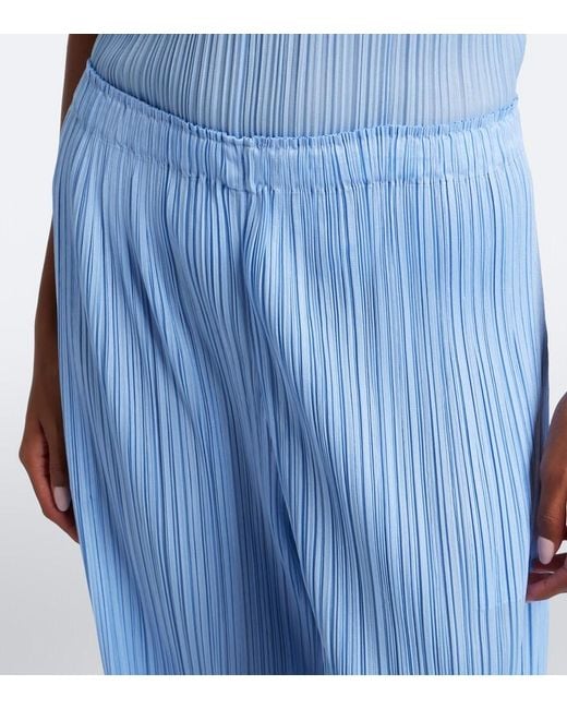 Pleats Please Issey Miyake Blue Monthly Colors: August Pleated Wide-Leg Pants