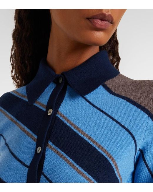 Polo De Lana Acanalado A Rayas Acne de color Blue