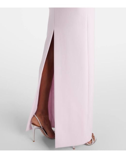Vestido De Fiesta Fruncido Con Aplique Floral Roland Mouret de color Pink