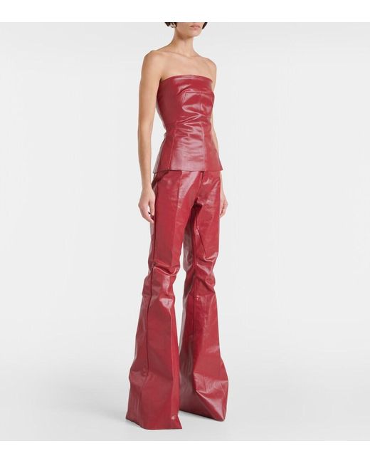 Rick Owens Red Coated Denim Corset Top