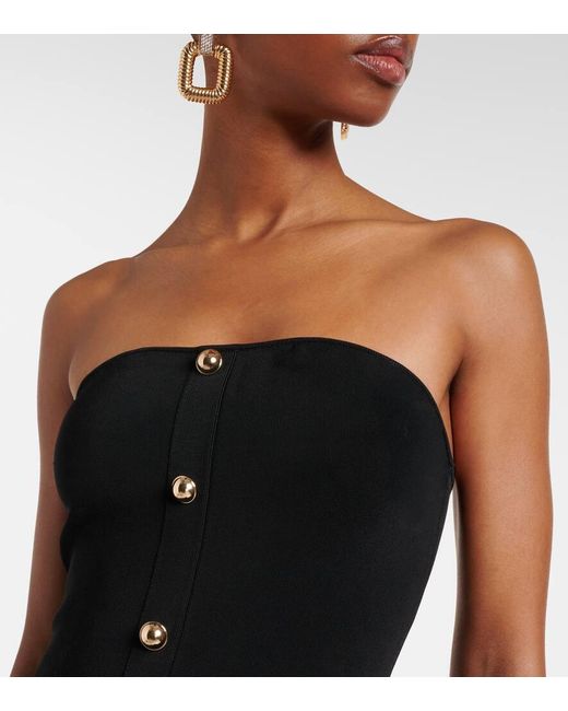 Self-Portrait Black Belted Knitted Strapless Maxidress