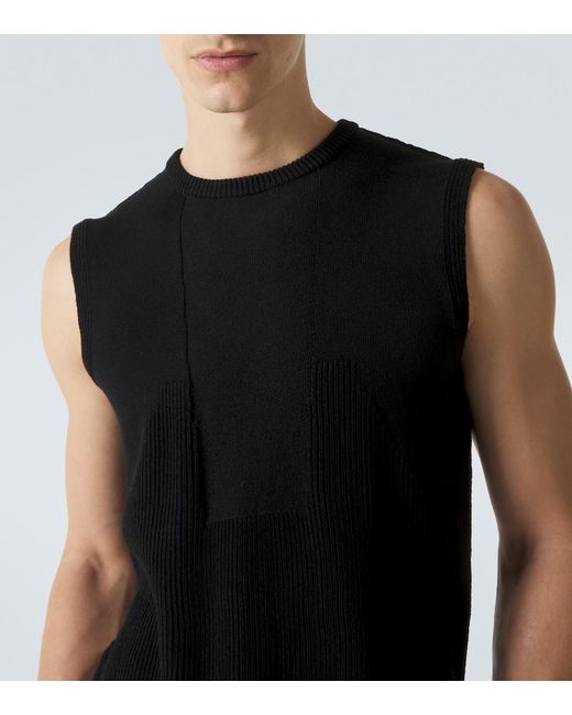 Rick Owens Black Ribbed-Knit Virgin Wool Tank Top for men