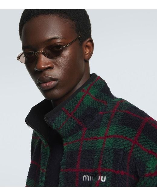 Miu Miu Pink Logo Oval Sunglasses for men