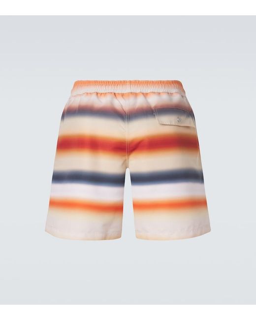 Loewe Orange Paula's Ibiza Striped Swim Trunks for men