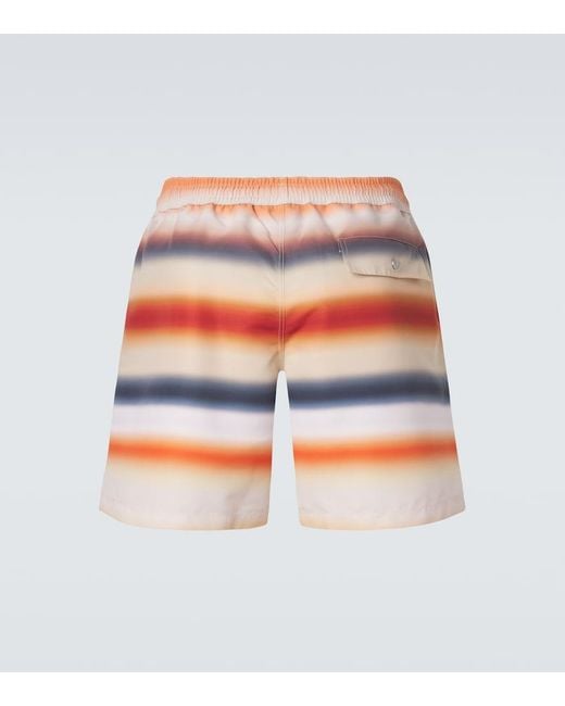 Loewe Orange Paula's Ibiza Striped Swim Trunks for men