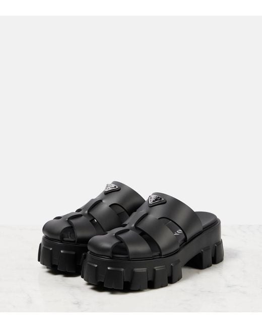 Sandales A Plateforme Monolith Prada en coloris Black