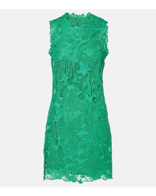 Monique Lhuillier Women's Green Floral Lace Minidress -  www.rajagirimanappuram.com