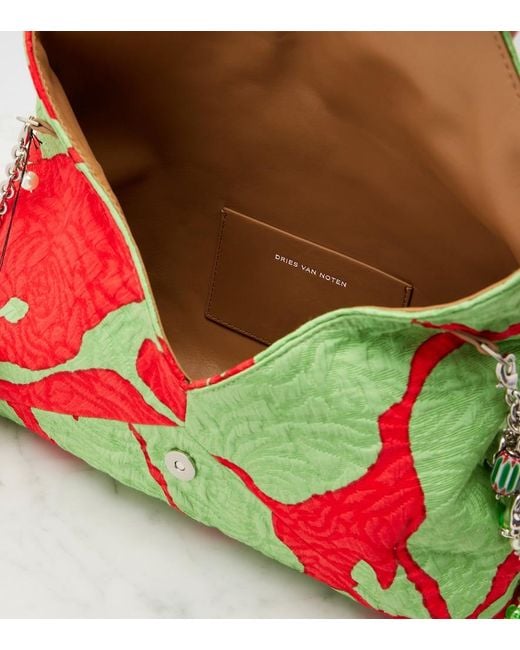 Dries Van Noten Red Envelope Small Jacquard Clutch
