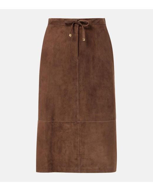 Max Mara Brown Suede Midi Skirt
