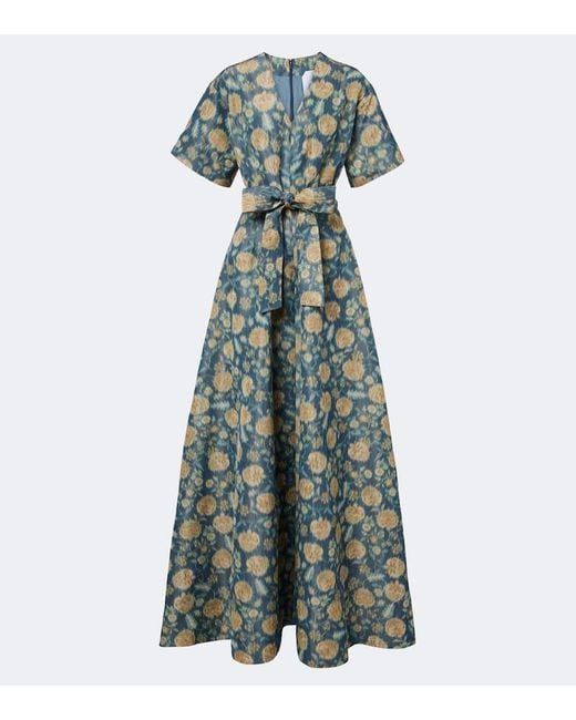 Markarian Green Margaretta Belted Floral Gown
