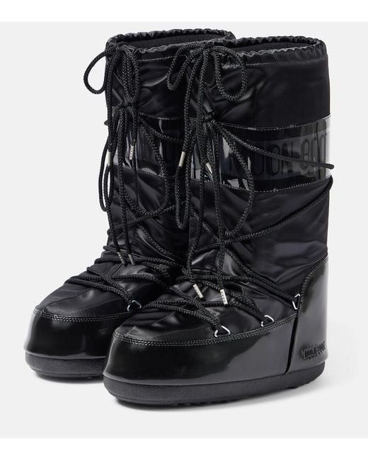 Moon Boot Black Icon Glance Satin Snow Boots