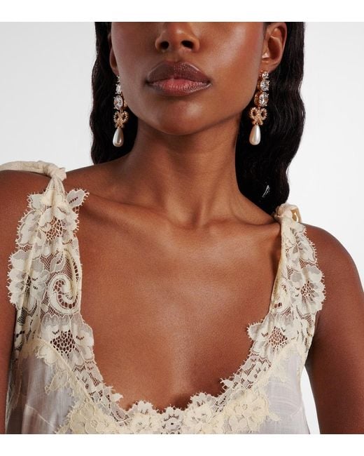 Self-Portrait Metallic Embellished Drop Earrings