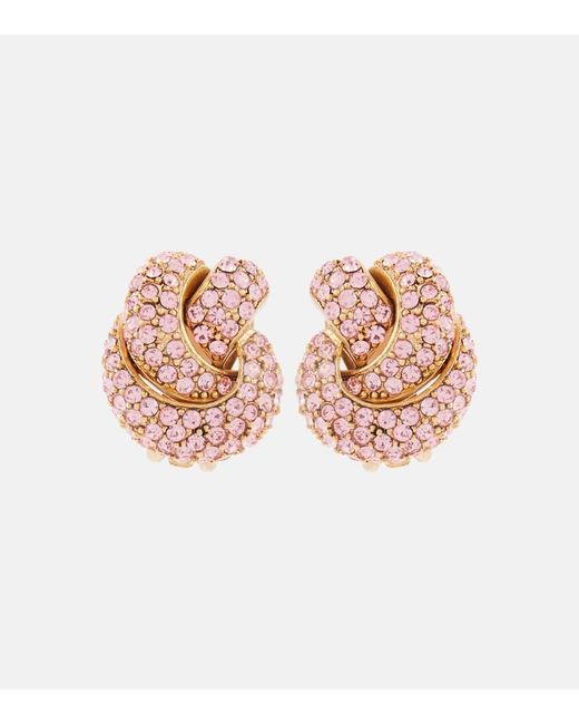 Oscar de la Renta Pink Clip-Ohrringe Love Knot mit Kristallen