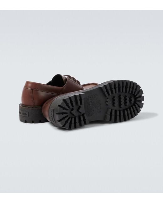 Prada Brown Leather Loafers for men