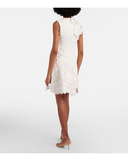 LEO LIN White Floral-Applique Minidress