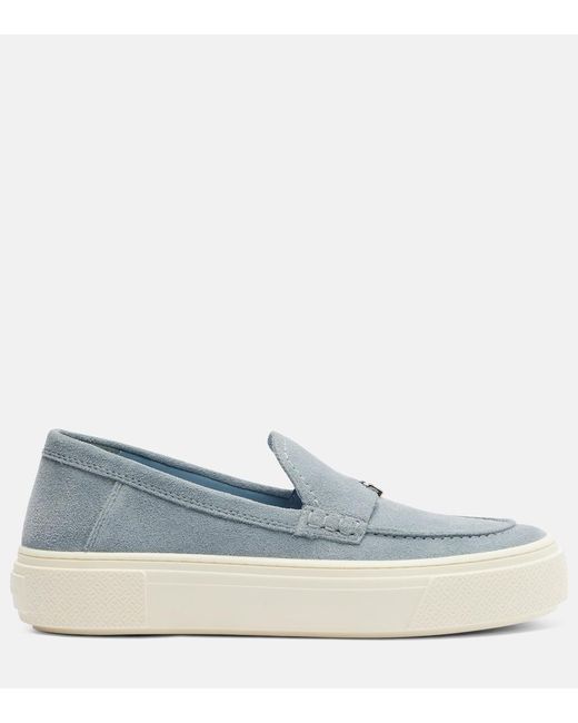 Hogan Blue H705 Suede Platform Loafers