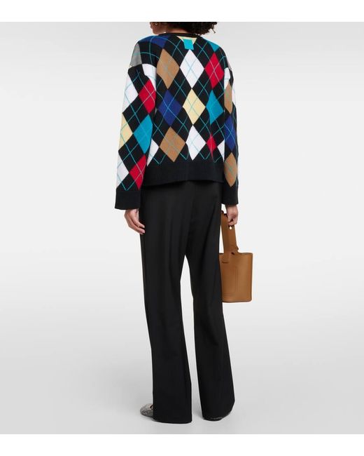 Loewe Multicolor Oversized Argyle Sweater In Cashmere