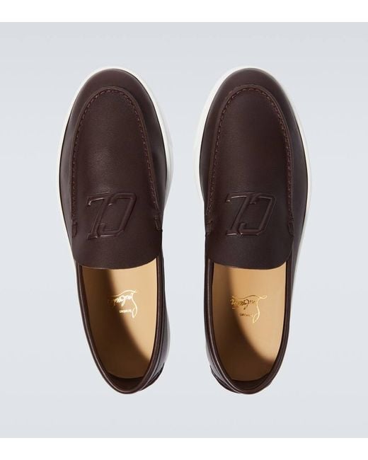 Christian Louboutin Slip-Ons Varsiboat Aus Leder in White für Herren