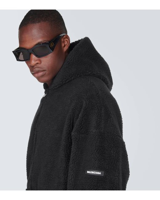 Balenciaga Black Oversized Fleece Hoodie for men