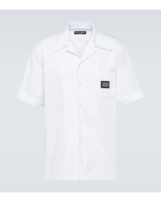 Dolce & Gabbana White Logo Cotton Shirt for men