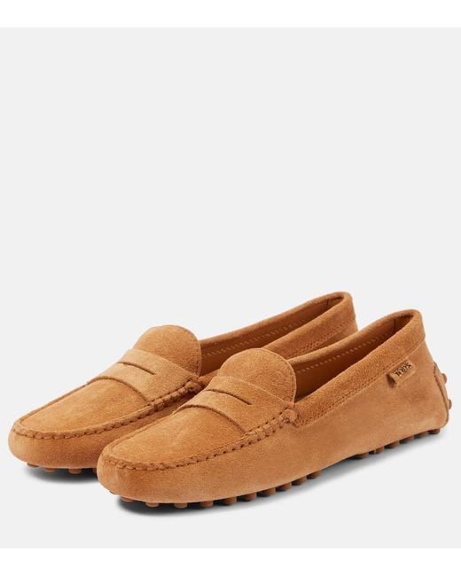 Tod's Brown Mokassins Gommino Aus Veloursleder
