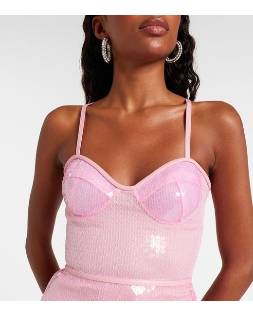 David Koma Pink Sequined Minidress