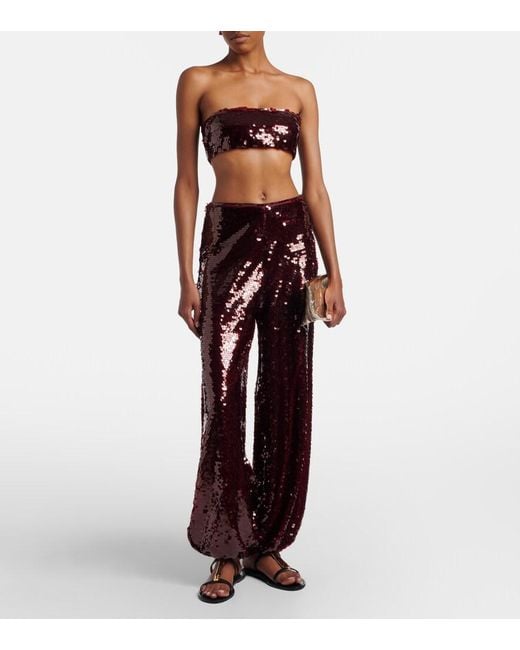 Adriana Degreas Red Sequined Balloon Pants