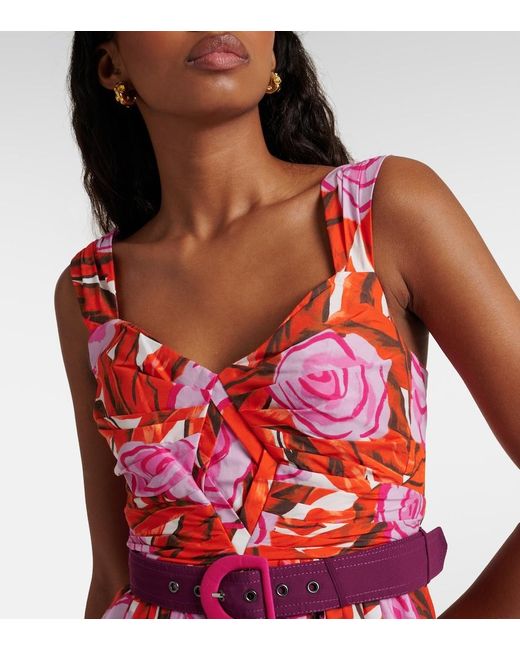 Diane von Furstenberg Red Artie Cotton-Blend Midi Dress