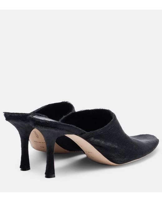 Christen Black Elipse 75 Calf Hair Mules