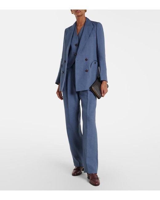 Blazé Milano Blue Fox Linen Straight Pants