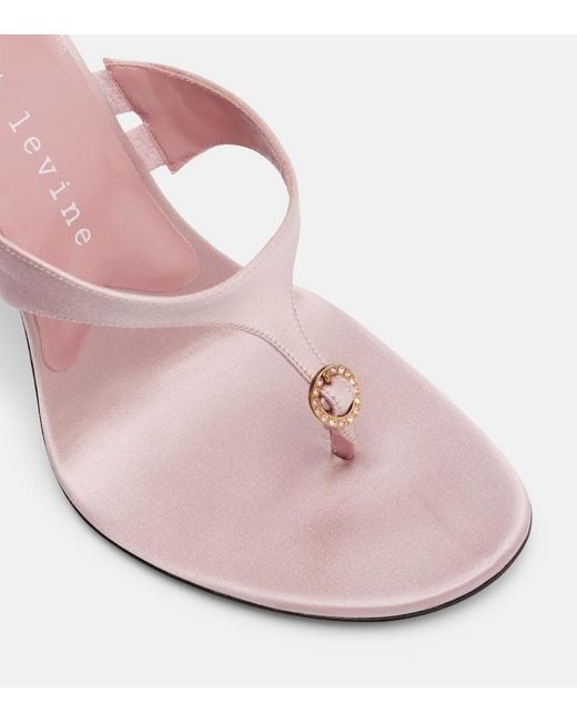 Herbert Levine Pink Kiss And Tell Embellished Satin Thong Sandals