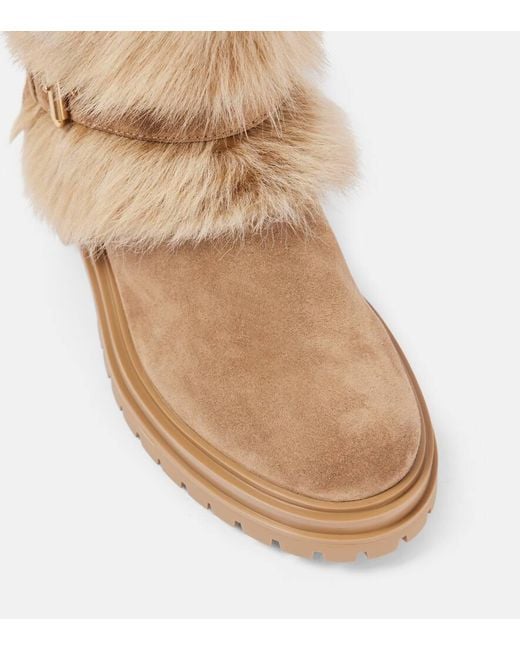 Gianvito Rossi Brown Stiefel Aus Veloursleder Mit Shearling