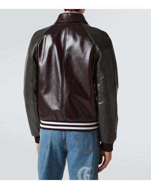 Gucci Black Leather Bomber Jacket for men