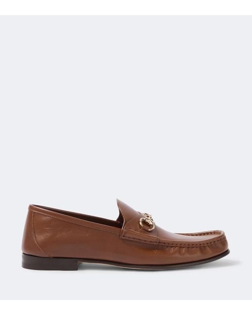 Gucci Brown Lugano Horsebit Leather Loafers for men