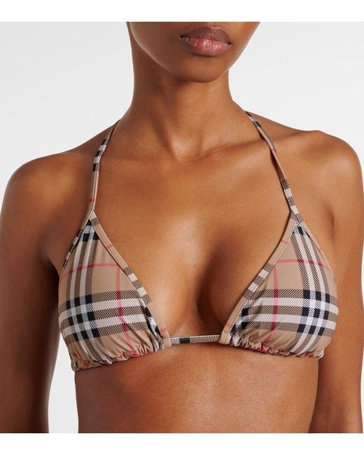 Burberry White Check Triangle Bikini