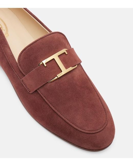 Tod's Red T Timeless Suede Loafers