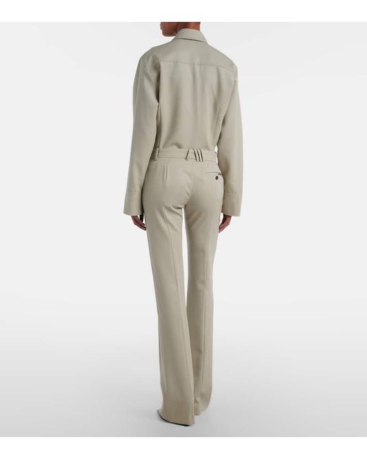 The Attico Natural Low-Rise Wool Straight Pants