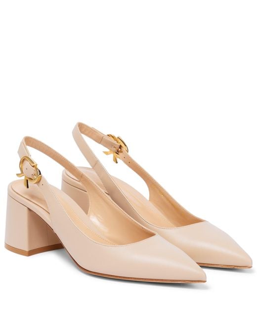 Gianvito Rossi Ribbon Sling Leather Pumps | Lyst