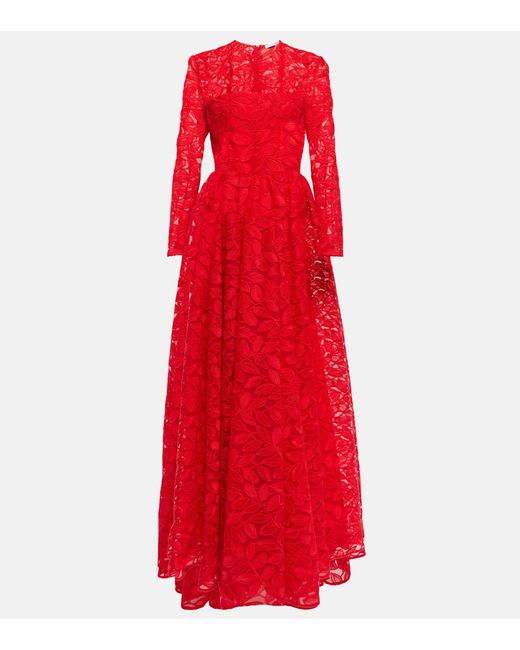 Emilia Wickstead Annette Lace Gown in Red | Lyst