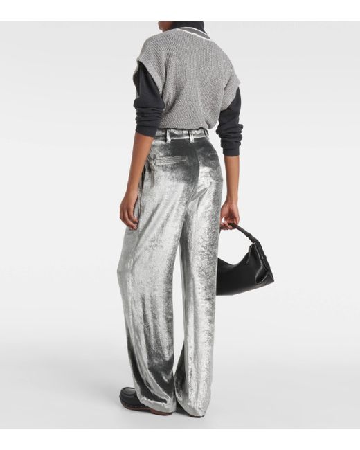 Pantalon ample en velours Brunello Cucinelli en coloris Gray