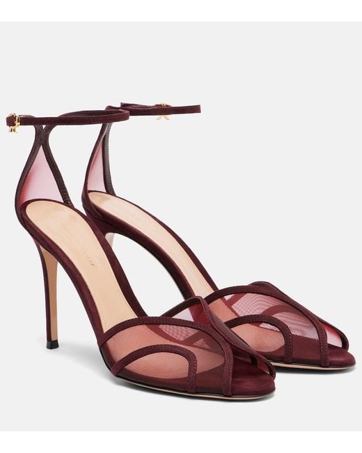 Gianvito Rossi Red 95 Suede And Mesh Sandals