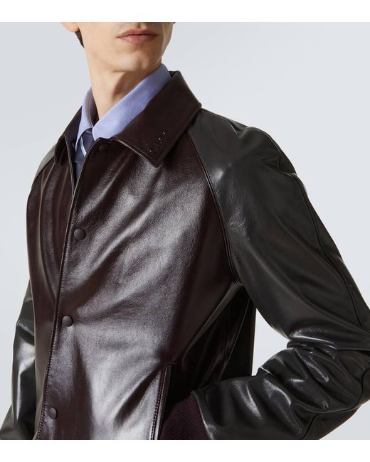 Gucci Black Leather Bomber Jacket for men