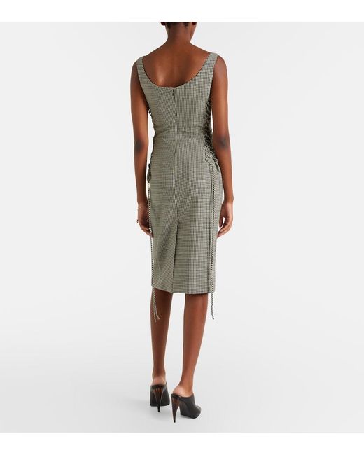 McQueen Gray Gingham Midi Dress