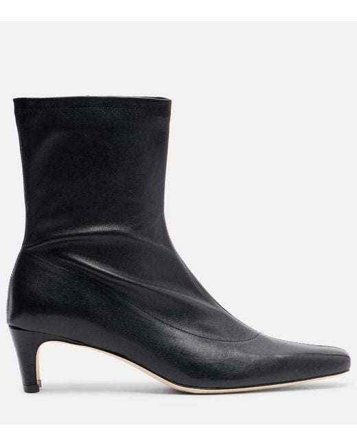 Staud Black Wally Leather Ankle Boots