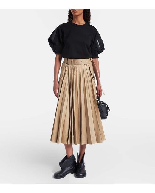 T-Shirt En Serge Et Jersey De Coton Sacai en coloris Black