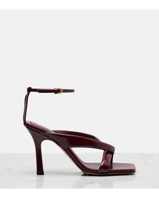 Bottega Veneta Red Riva 90 Leather Sandals
