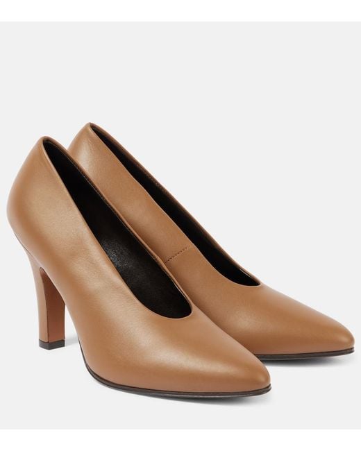 The Row Brown Prudens Leather Pumps